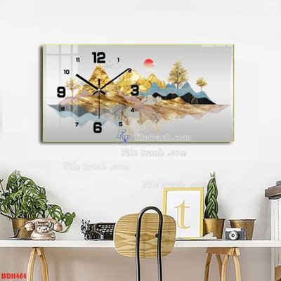 File ảnh File tranh đồng hồ tráng gương BDH464 (gốc) dùng in Pano