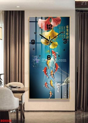 File gốc File tranh đồng hồ tráng gương BDH504 (in lụa) tranh mã đáo