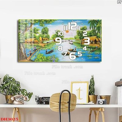 File gốc File tranh đồng hồ tráng gương DH3025 (phong cách) châu Âu