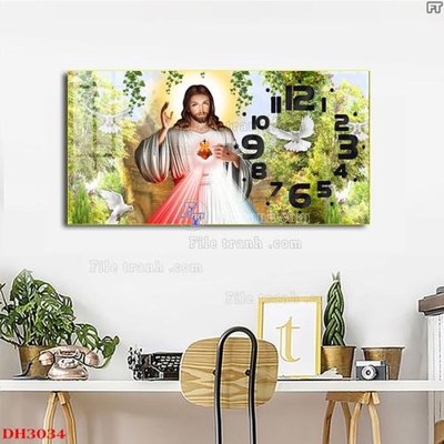 Tải file File tranh đồng hồ tráng gương DH3034 (gốc) chủ đề tâm linh