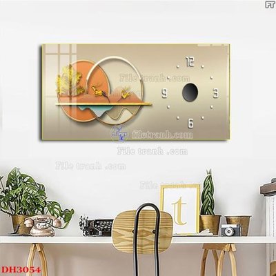 File in mica File tranh đồng hồ tráng gương DH3054 (ảnh gốc) đẹp