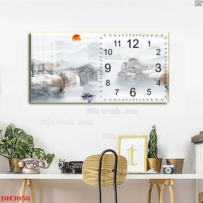 Download file File tranh đồng hồ tráng gương DH3056 (gốc) in mica ốp bếp