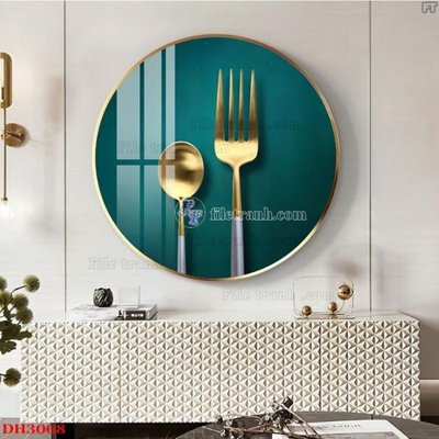 File in trần File tranh đồng hồ tráng gương DH3068 (bản gốc) hoa văn