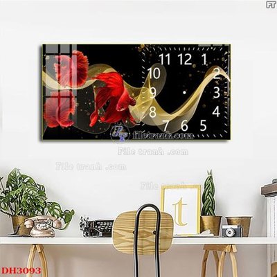 Ảnh gốc File tranh đồng hồ tráng gương DH3093 (siêu chi tiết) để in ấn