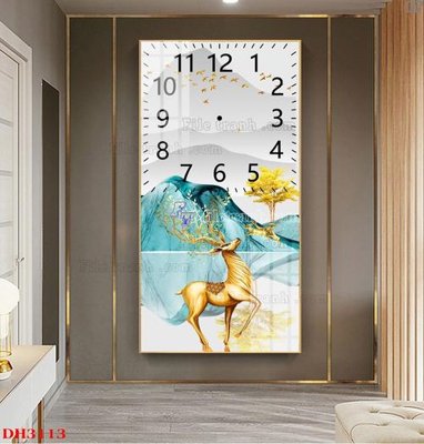 Tải file File tranh đồng hồ tráng gương DH3113 (gốc) chủ đề hoa sen