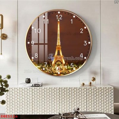 File ảnh File tranh đồng hồ tráng gương DH3124 (gốc) dùng in Pano