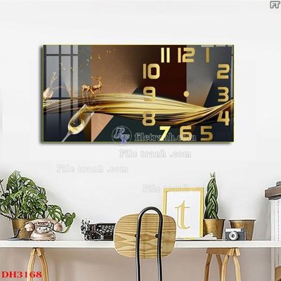 File gốc File tranh đồng hồ tráng gương DH3168 (trang trí) phòng làm việc