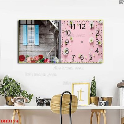 File in trần File tranh đồng hồ tráng gương DH3174 (file gốc) chủ đề vũ trụ