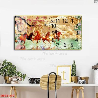 Download file gốc File tranh đồng hồ tráng gương DH3197 (in lụa) nghệ thuật