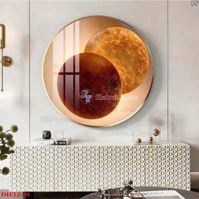 File in lụa File tranh đồng hồ tráng gương DH3219 (tân cổ điển) File tranh đồng hồ tráng gương DH3219