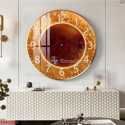 File in trần File tranh đồng hồ tráng gương DH3220 (bản gốc 3D) sống động