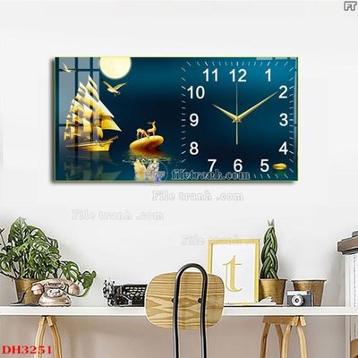 Hình ảnh file gốc File tranh đồng hồ tráng gương DH3251 cho in UV