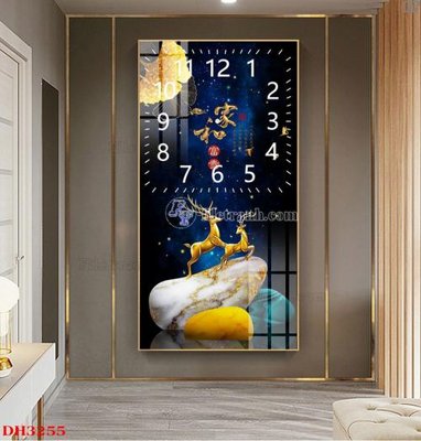 File gốc File tranh đồng hồ tráng gương DH3255 (in lụa) hoa văn cổ điển