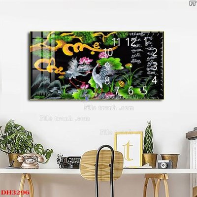 File gốc File tranh đồng hồ tráng gương DH3296 (in lụa) tranh thuận buồm