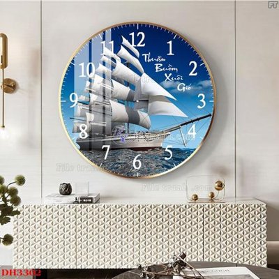 File tranh gốc File tranh đồng hồ tráng gương DH3302 (bản đẹp) độc quyền