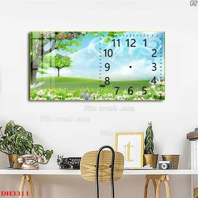 File in lụa File tranh đồng hồ tráng gương DH3311 (tân cổ điển) File tranh đồng hồ tráng gương DH3311