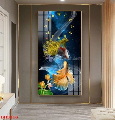 File gốc File tranh đồng hồ tráng gương DH3316 (in lụa) hoa văn cổ điển