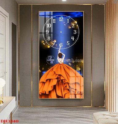 File in trần File tranh đồng hồ tráng gương DH3340 (bản gốc) 5D