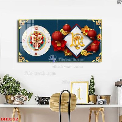 File tranh File tranh đồng hồ tráng gương DH3352 (ảnh gốc) in trần nhà