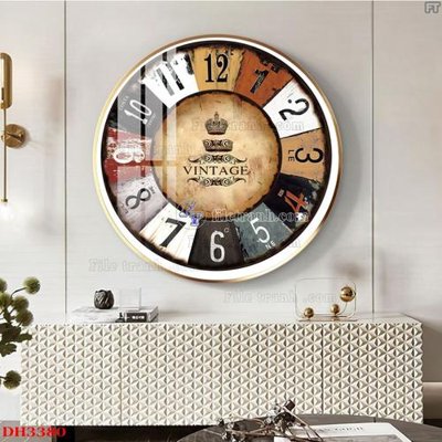 Download file gốc File tranh đồng hồ tráng gương DH3380 (in lụa) hoa lá