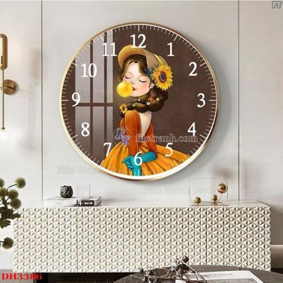 Tải file File tranh đồng hồ tráng gương DH3386 (PSD) cho in tranh 3D
