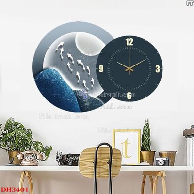 File PSD File tranh đồng hồ tráng gương DH3401 (bản gốc) cho nhà in