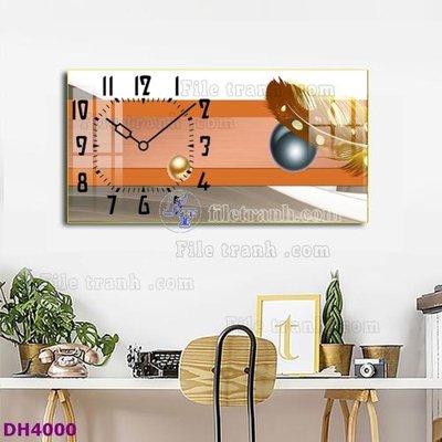 File tranh File tranh đồng hồ tráng gương hươu nai hiện đại FDH4000 (gốc) in vải canvas