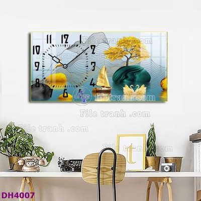 File PSD in ấn File tranh đồng hồ tráng gương hươu nai hiện đại FDH4007 (chất lượng cao)