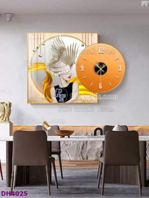 File tranh File tranh đồng hồ tráng gương kiểu mới DH4025 (gốc) chủ đề động vật