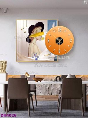 Hình ảnh gốc File tranh đồng hồ tráng gương kiểu mới DH4026 (để in khổ lớn)