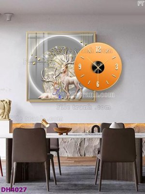 File gốc File tranh đồng hồ tráng gương kiểu mới DH4027 (in ấn) màu sắc trung thực
