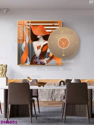 Tải file File tranh đồng hồ tráng gương kiểu mới DH4051 (gốc) làm file thiết kế