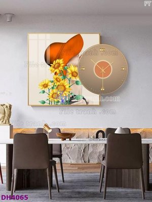 File tranh gốc File tranh đồng hồ tráng gương kiểu mới DH4065 (bản đẹp) độc quyền