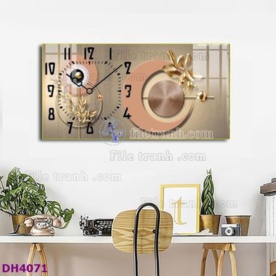 Tải file File tranh đồng hồ tráng gương hươu nai hiện đại FDH4071 (gốc) in tranh tráng gương