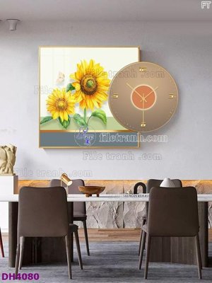 File gốc File tranh đồng hồ tráng gương kiểu mới DH4080 (in lụa) chi tiết cao