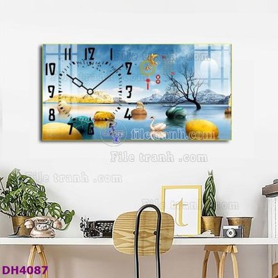 File PSD in ấn File tranh đồng hồ tráng gương hươu nai hiện đại FDH4087 (chất lượng cao)