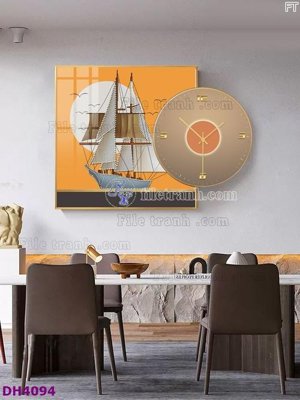 Download file File tranh đồng hồ tráng gương kiểu mới DH4094 (chất lượng in ấn)