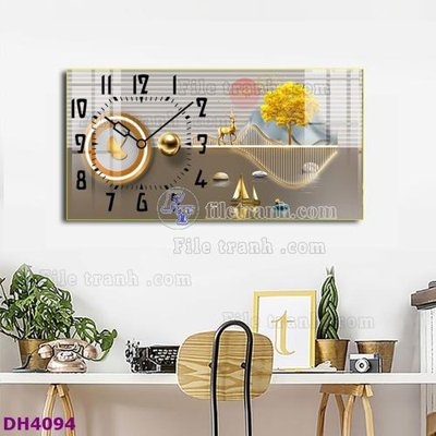 Tải file File tranh đồng hồ tráng gương hươu nai hiện đại FDH4094 (gốc) in nhanh