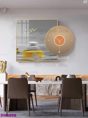 File tranh gốc File tranh đồng hồ tráng gương kiểu mới DH4098 chủ đề hiện đại