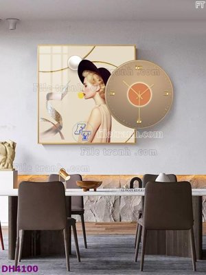 Download file gốc File tranh đồng hồ tráng gương kiểu mới DH4100 (in lụa) tranh 3D