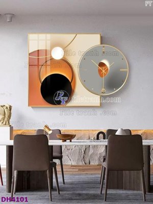 File tranh gốc File tranh đồng hồ tráng gương kiểu mới DH4101 (bản quyền) độc đáo