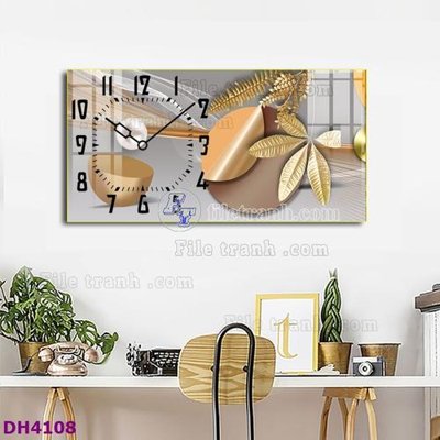 Download file ảnh gốc File tranh đồng hồ tráng gương hươu nai hiện đại FDH4108 để in ấn