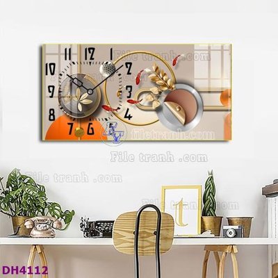File tranh quảng cáo File tranh đồng hồ tráng gương hươu nai hiện đại FDH4112 (file gốc) chuyên nghiệp