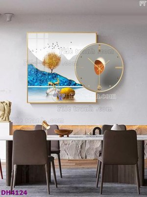 Download file gốc File tranh đồng hồ tráng gương kiểu mới DH4124 (in lụa) cao cấp