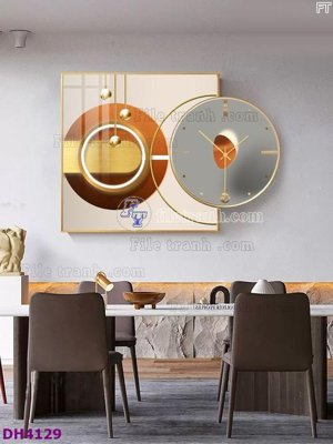 File PSD File tranh đồng hồ tráng gương kiểu mới DH4129 (bản gốc) đã tách nền
