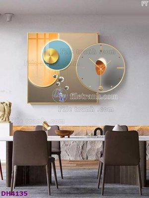 File tranh File tranh đồng hồ tráng gương kiểu mới DH4135 (bản gốc) treo tường