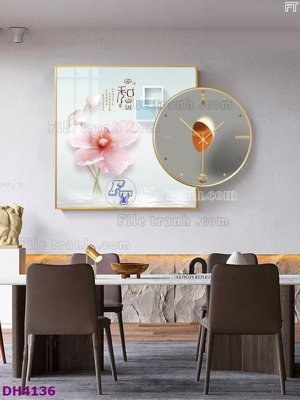 File PSD in ấn File tranh đồng hồ tráng gương kiểu mới DH4136 (chất lượng cao)
