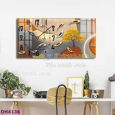 Chi tiết file gốc File tranh đồng hồ tráng gương hươu nai hiện đại FDH4136 (cho in tráng gương)