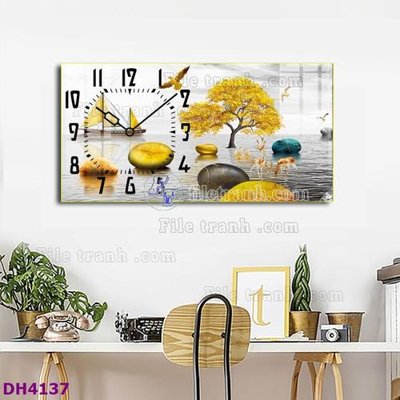 Tải file tranh File tranh đồng hồ tráng gương hươu nai hiện đại FDH4137 (gốc) tại Filetranh.com