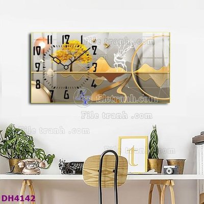 Download file File tranh đồng hồ tráng gương hươu nai hiện đại FDH4142 (chuẩn in) File tranh đồng hồ tráng gương hươu nai hiện đại FDH4142